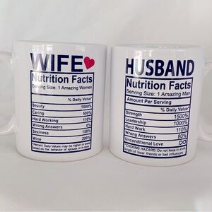 Husband & Wife nutrición facts coffee mug set